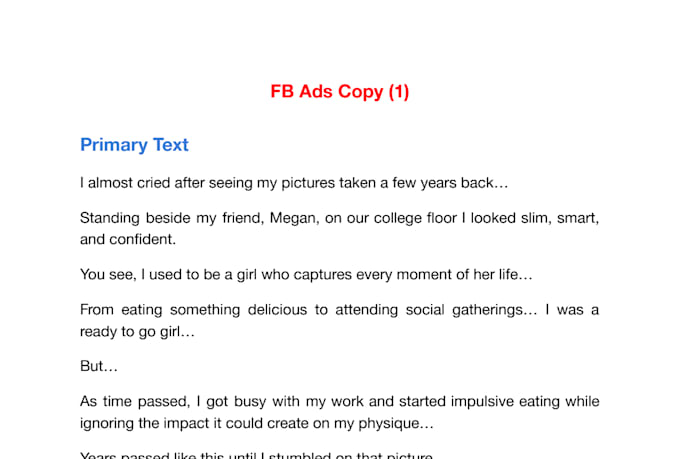 do meta and facebook ads copywriting that generates leads